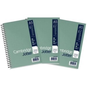 Cambridge Jotter, A5 Notebook, Wirebound, Lined, 200 Page, Pack of 3, green