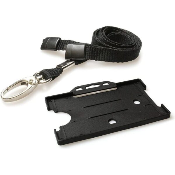 Customcard ltd® ID Card Holder and Lanyard Neck Strap with Lobster Metal Clip – Black