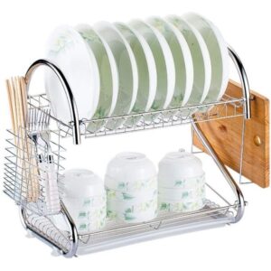 Decdeal Dish Rack 2 Tier Dish Drainer