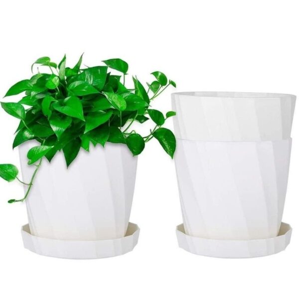 Viesap Flowerpot, 3 Pcs Plastic Plant Pots with Pallet/Trays